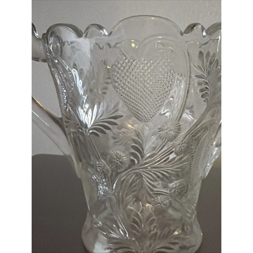 Antique Cambridge Early American Pressed Glass Double Handle Strawberry Pattern